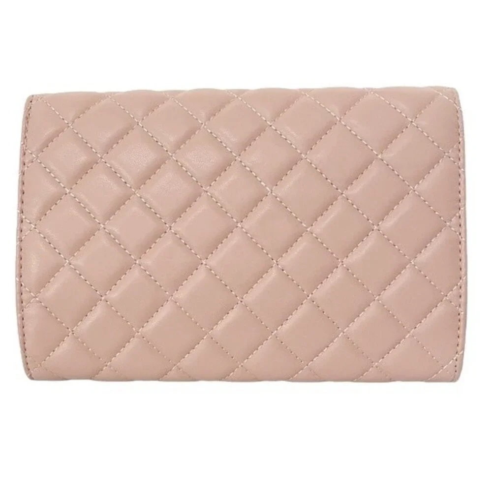 NWT Badgley Mischka Vegan Leather Purse Diamond Quilted Blush Pink Crossbody Bag